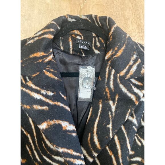City Chic Animal Lust Coat Jacket Plus Size 16 Retro 70s Style Leopard Print NWT - Picture 8 of 13
